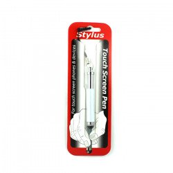 Mini Shrinkable Stylus Touch Pen with Earphone Dust Cap (White)